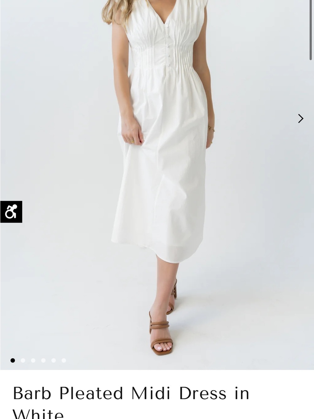 Barb Bohme Pleated Midi dress  in White